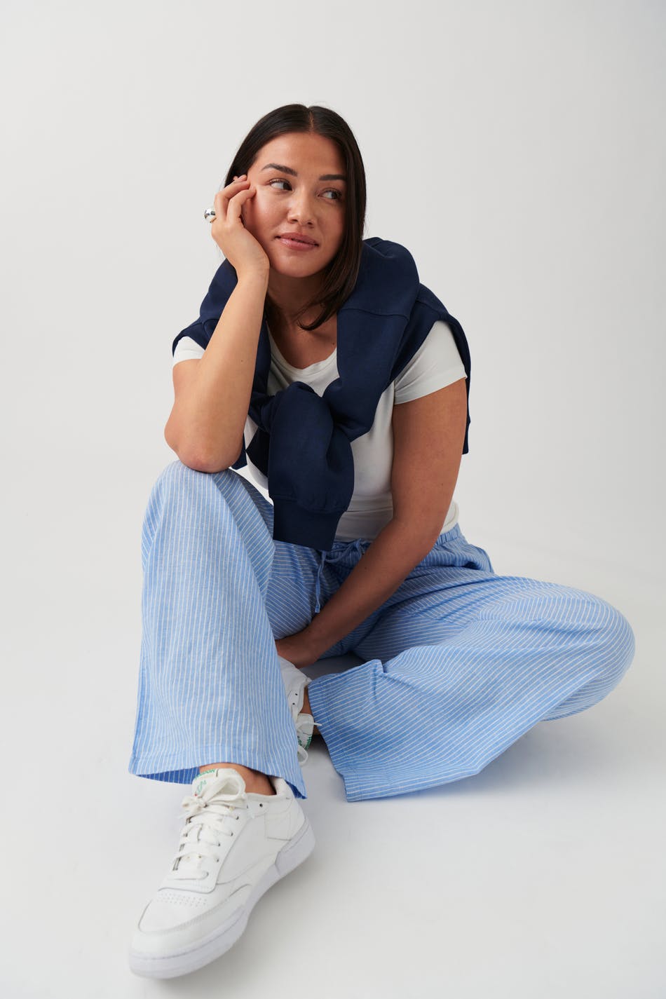 Linen blend trousers