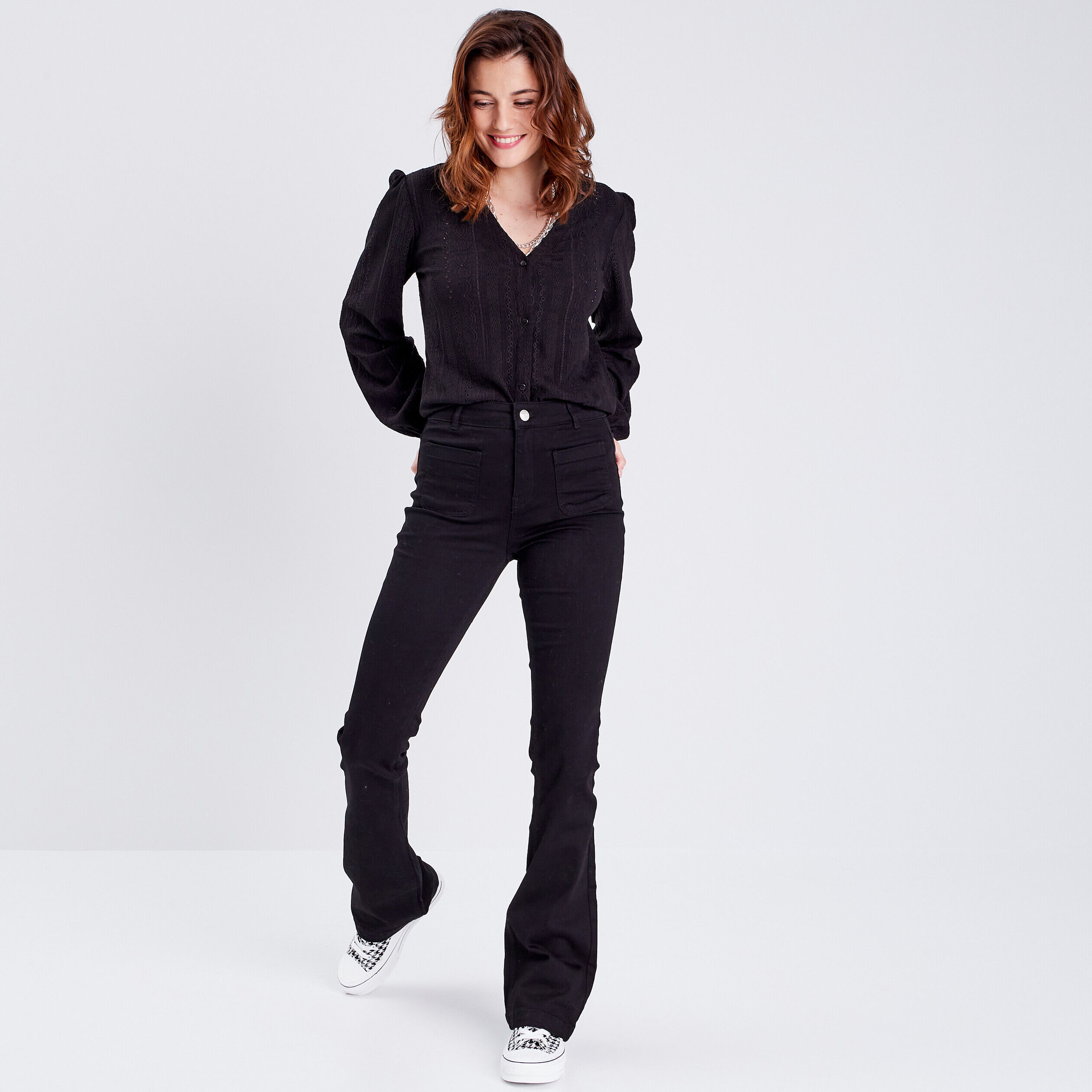 T-shirt manches longues noir femme | Cache Cache