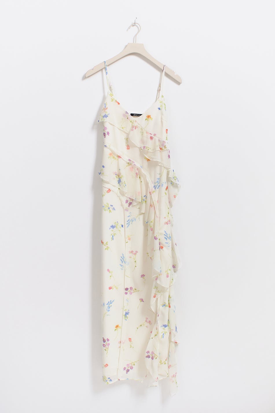 Frill chiffon maxi dress