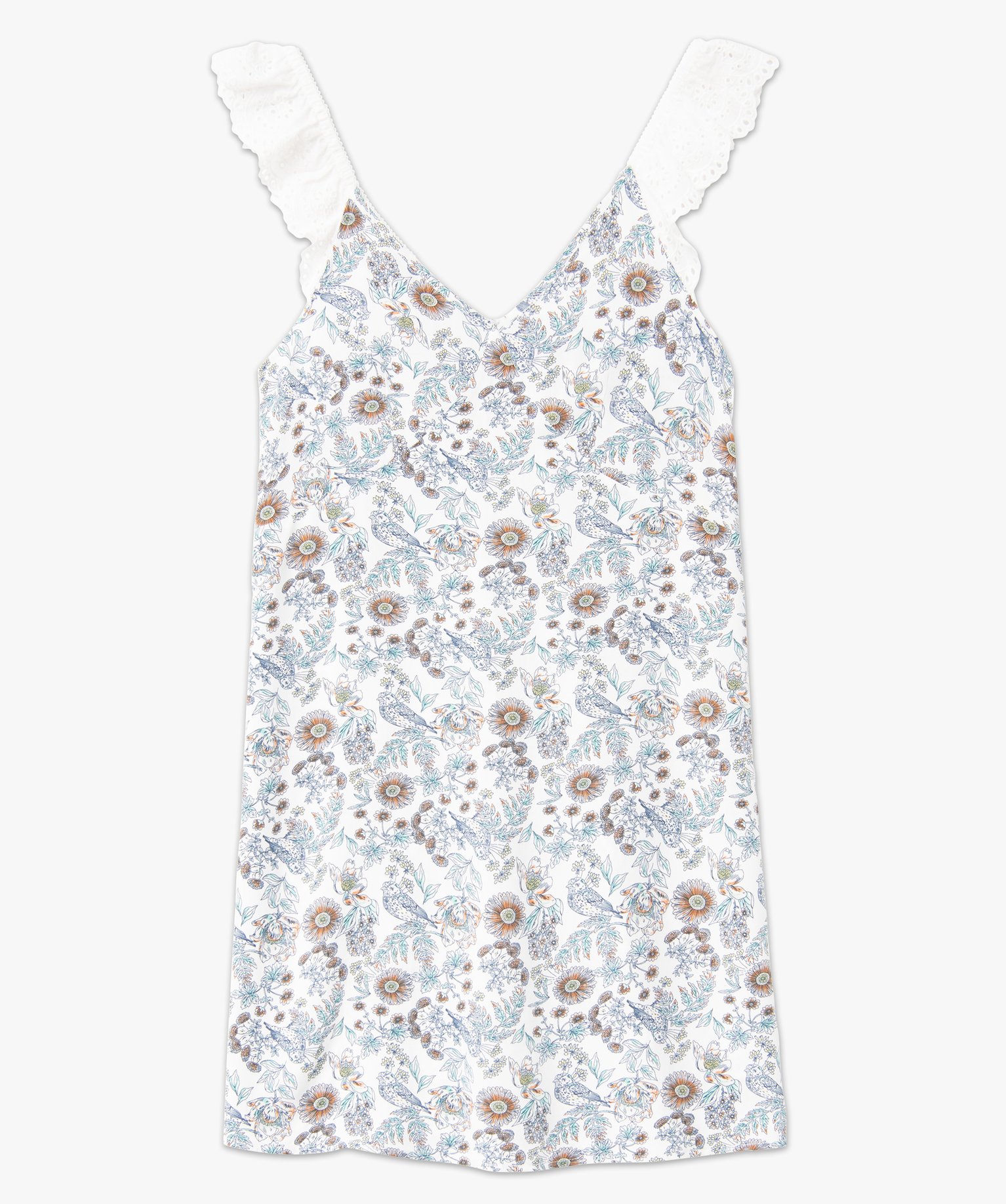 Nuisette femme à motifs fleuris et bretelles en broderie an... imprime | GEMO