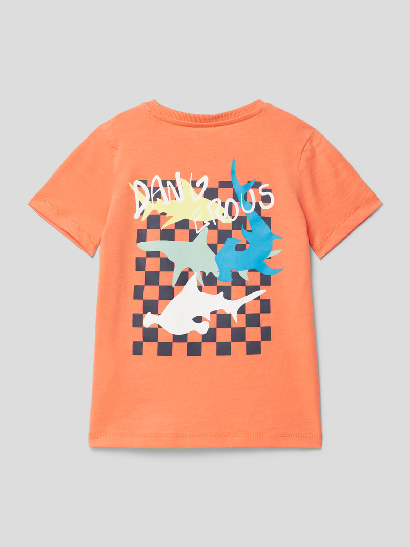 T-Shirt aus Baumwolle mit Statement-Print in orange