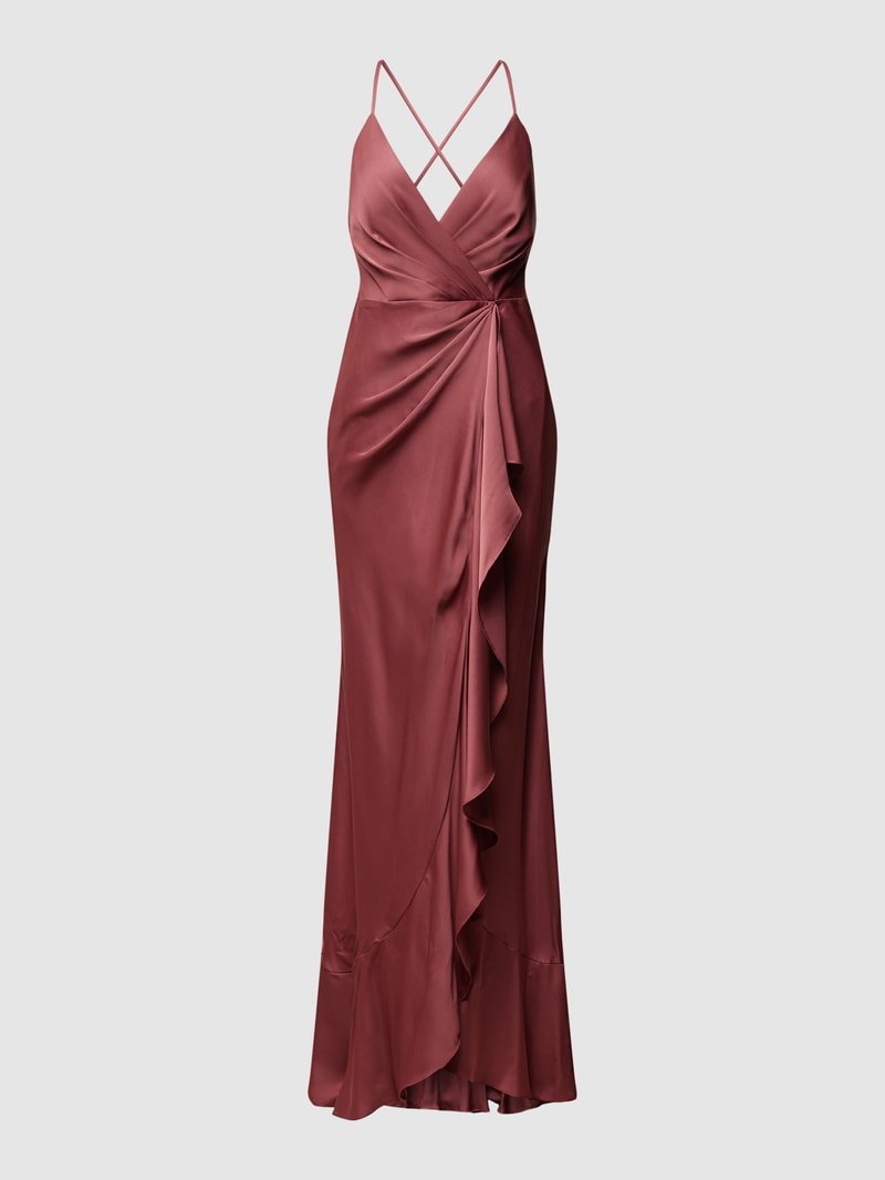 Abendkleid in Wickel-Optik in rostrot