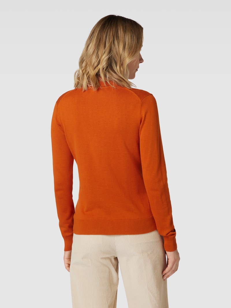 Rollkragenpullover in Melange-Optik in orange