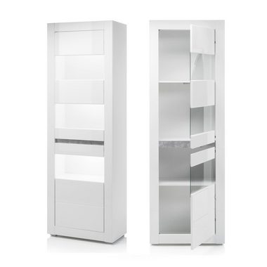 Lomadox Wohnzimmer-Set COGO-61, (Mega-Spar-Set, 2-tlg), weiß Hochglanz und Griffmulden Betonoptik 302x198x42cm