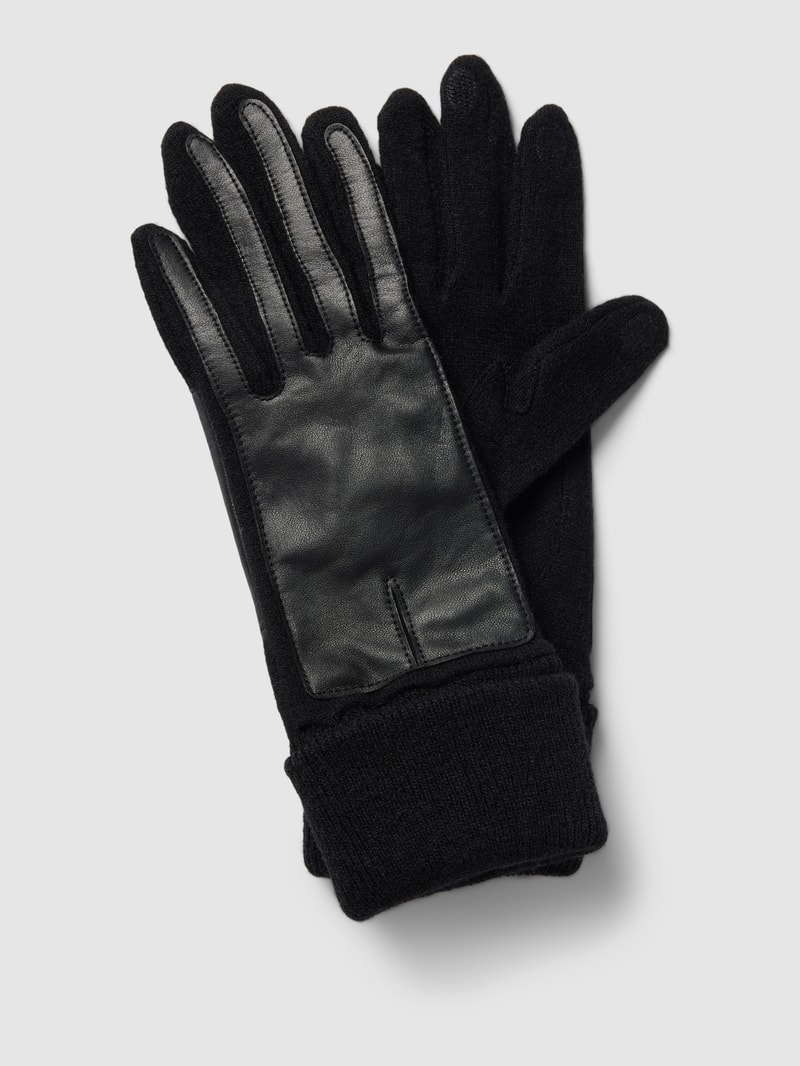Handschuhe aus Lammleder mit breitem Umschlag in schwarz