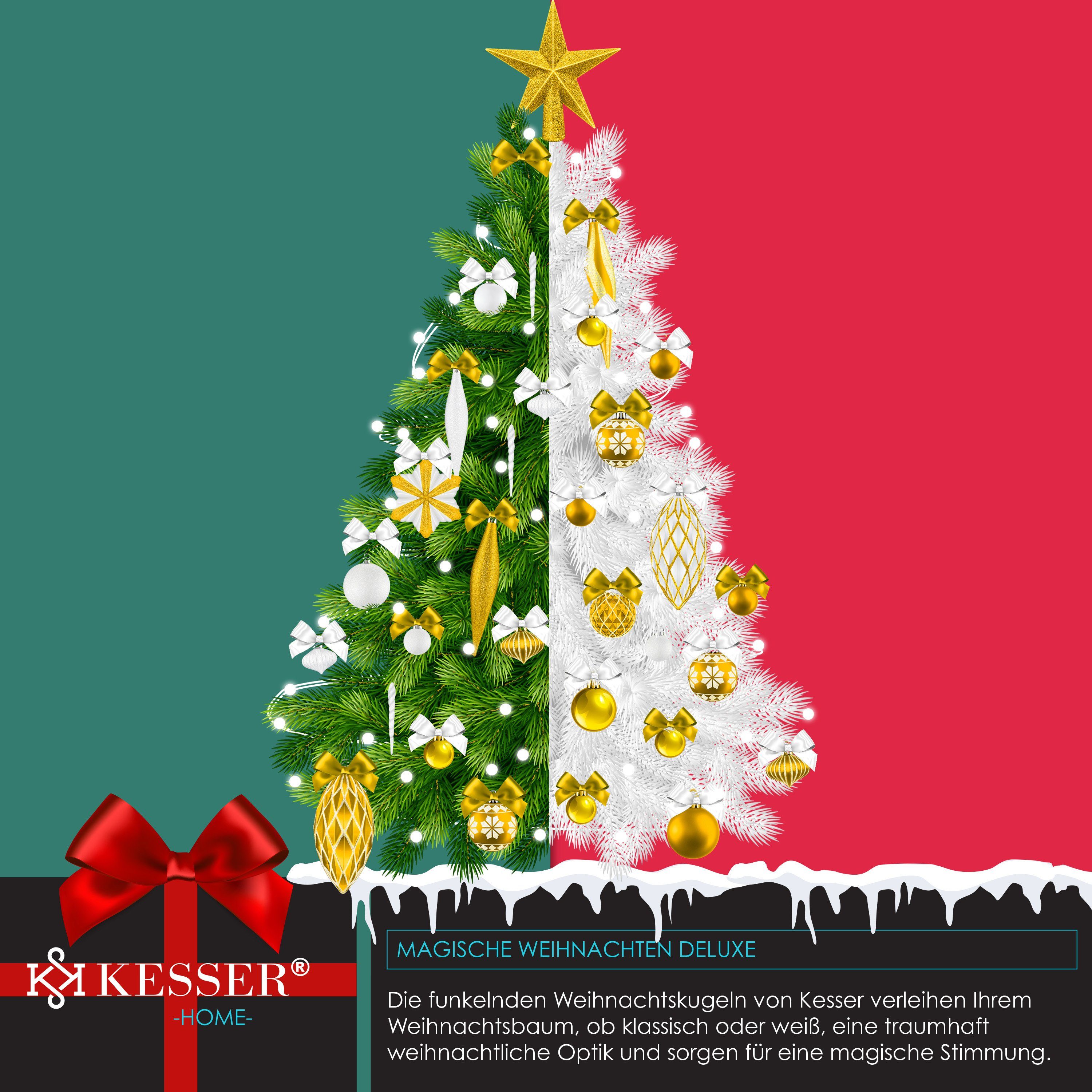 KESSER Christbaumschmuck (135-tlg), Weihnachtskugeln 105-teiliges Set Baumspitze Christbaumkugeln