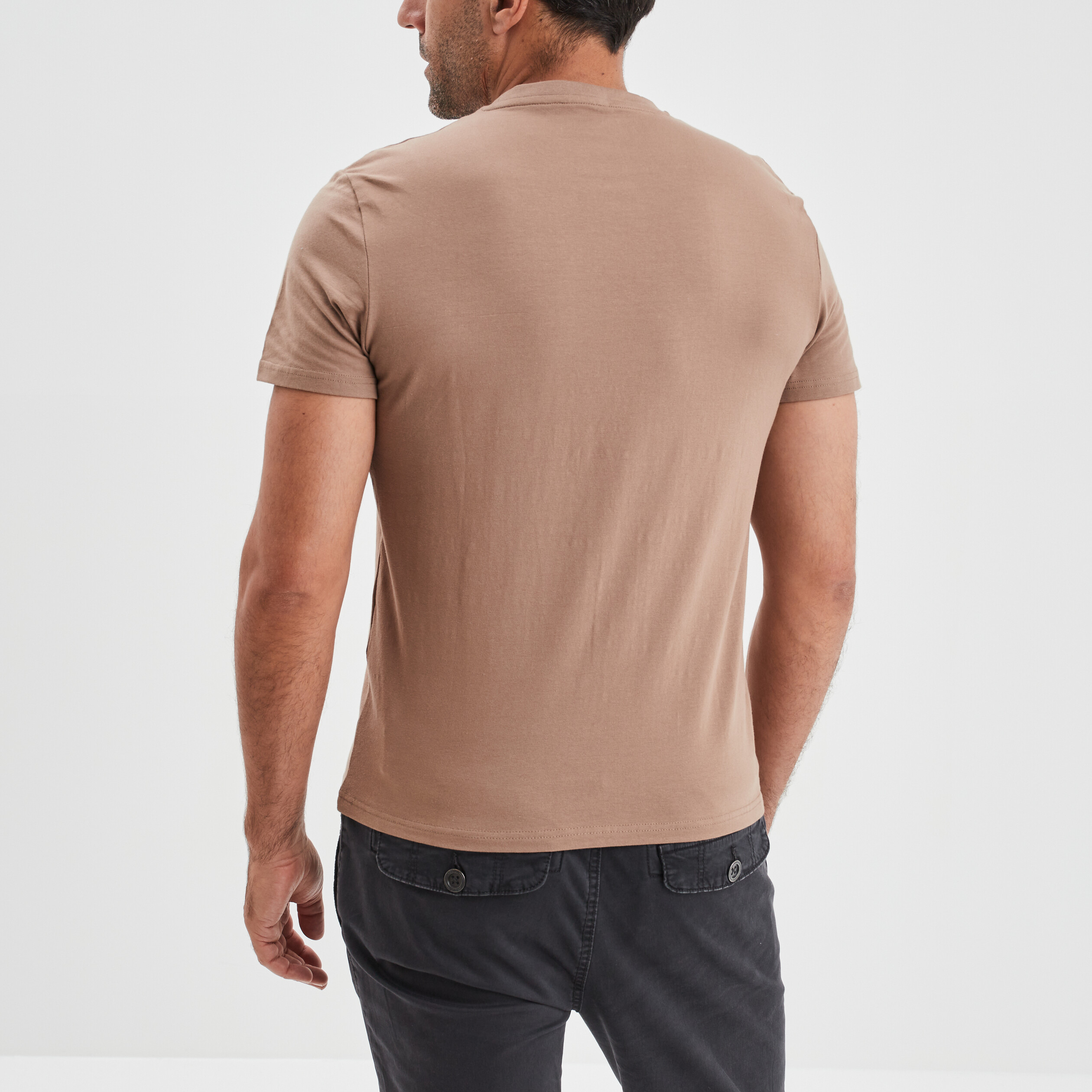T-shirt manches courtes coton Liberto marron homme | La Halle