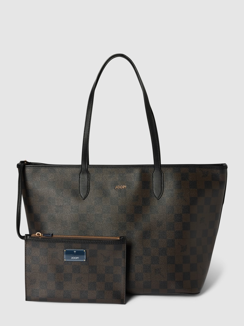 Shopper mit Label-Applikation Modell 'lara' in dunkelbraun