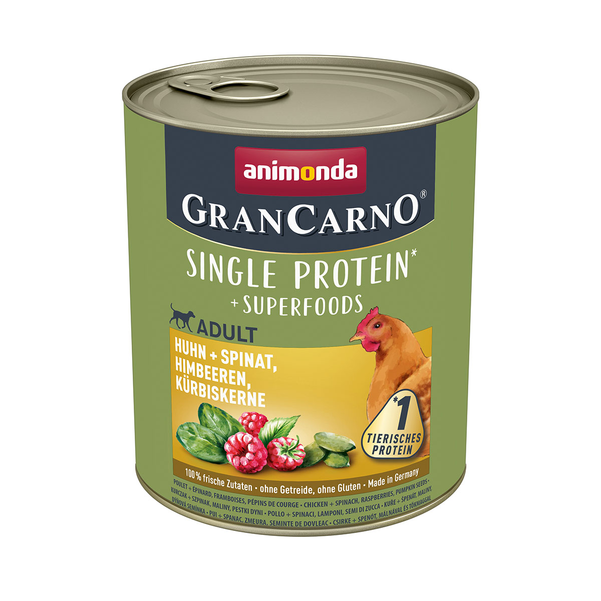 animonda GranCarno superfoods Huhn + Spinat + Himbeer + Kürbiskern