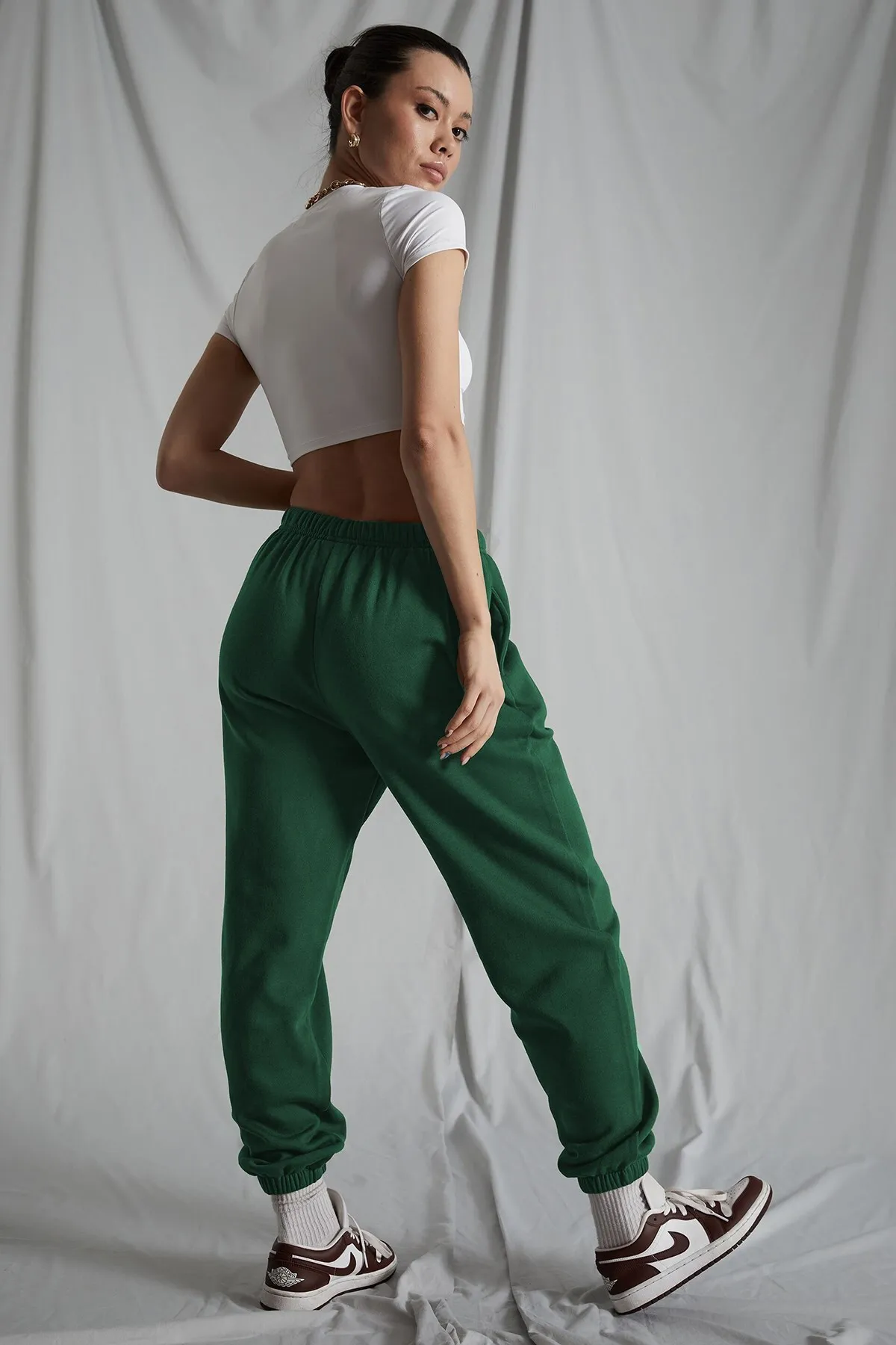Madmext  Dunkelgrüne Oversize-Jogginghose mit elastischem Bund für Damen Mg1235