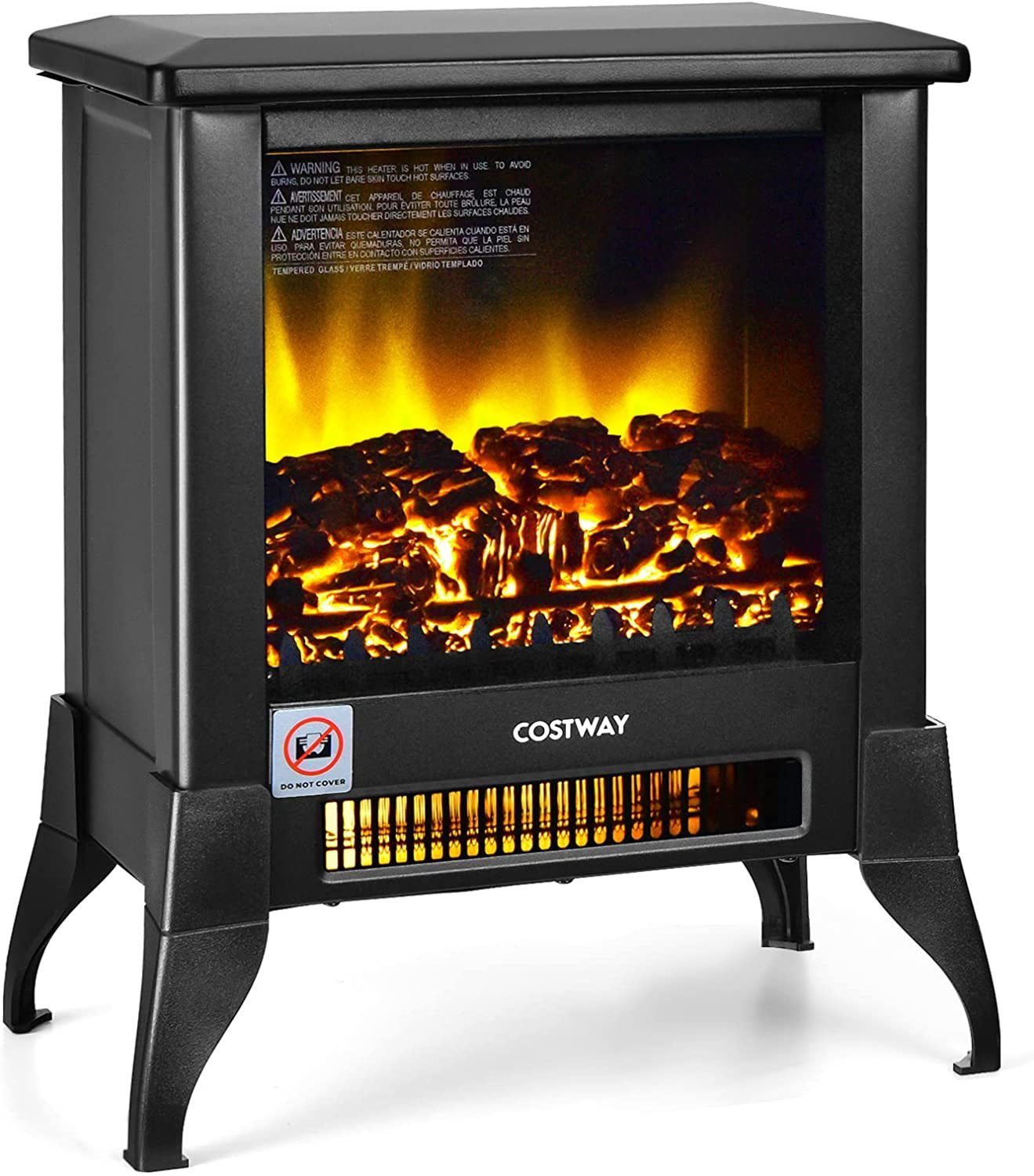 COSTWAY Elektrokamin, 1800W, Flammeneffekt, Temperatur 20-35°C einstellbar