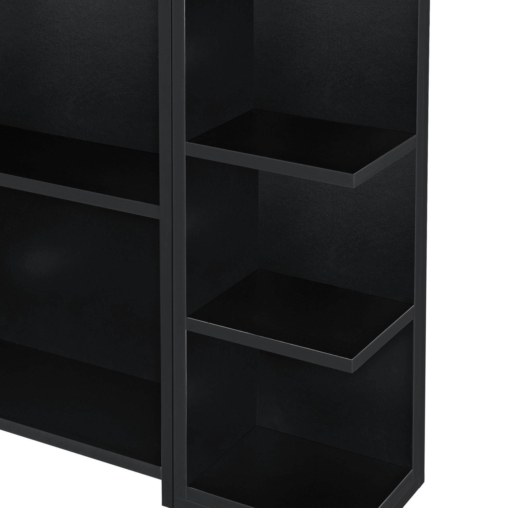 en.casa Badezimmerspiegelschrank Harstad Wandschrank mit verspiegelter Tür 64x80x20 cm Schwarz
