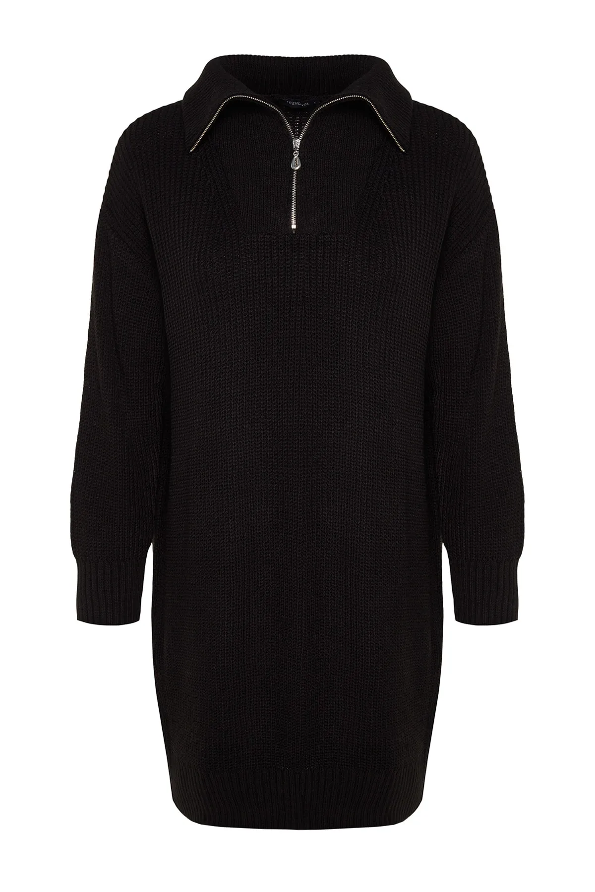 Trendyol Collection  Schwarzes Mini-Strickkleid mit Reißverschluss TWOAW24EL00062