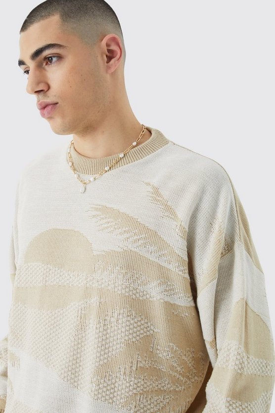 Kastiger Oversize Pullover mit Print