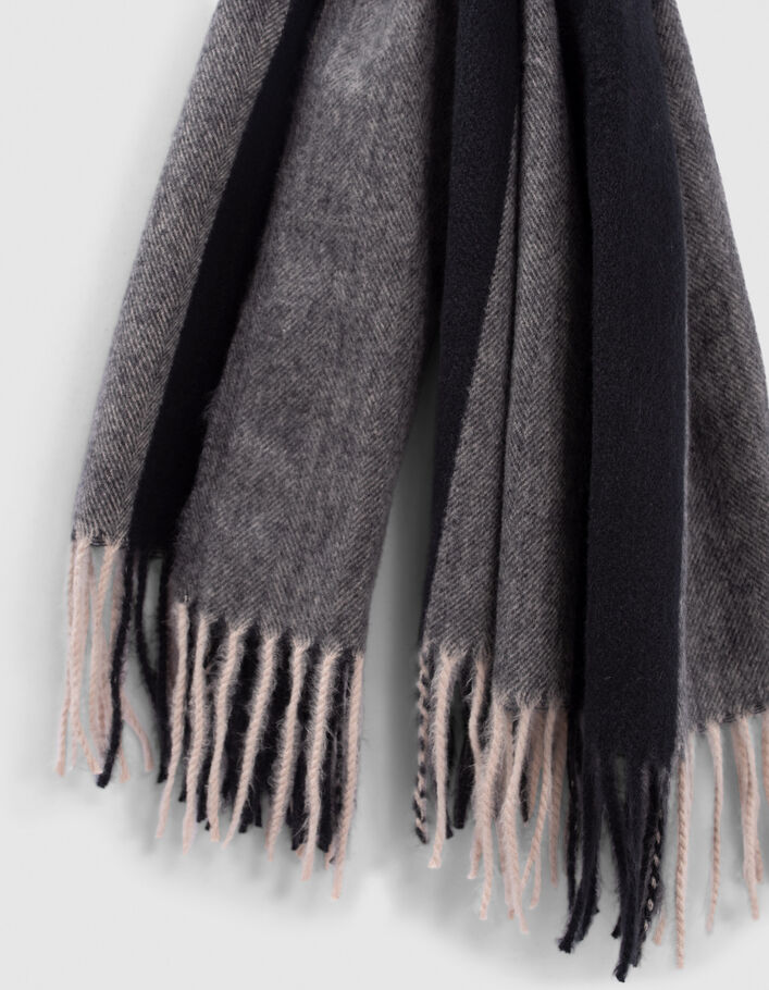 Echarpe grise lignes noires et motif chevrons Homme