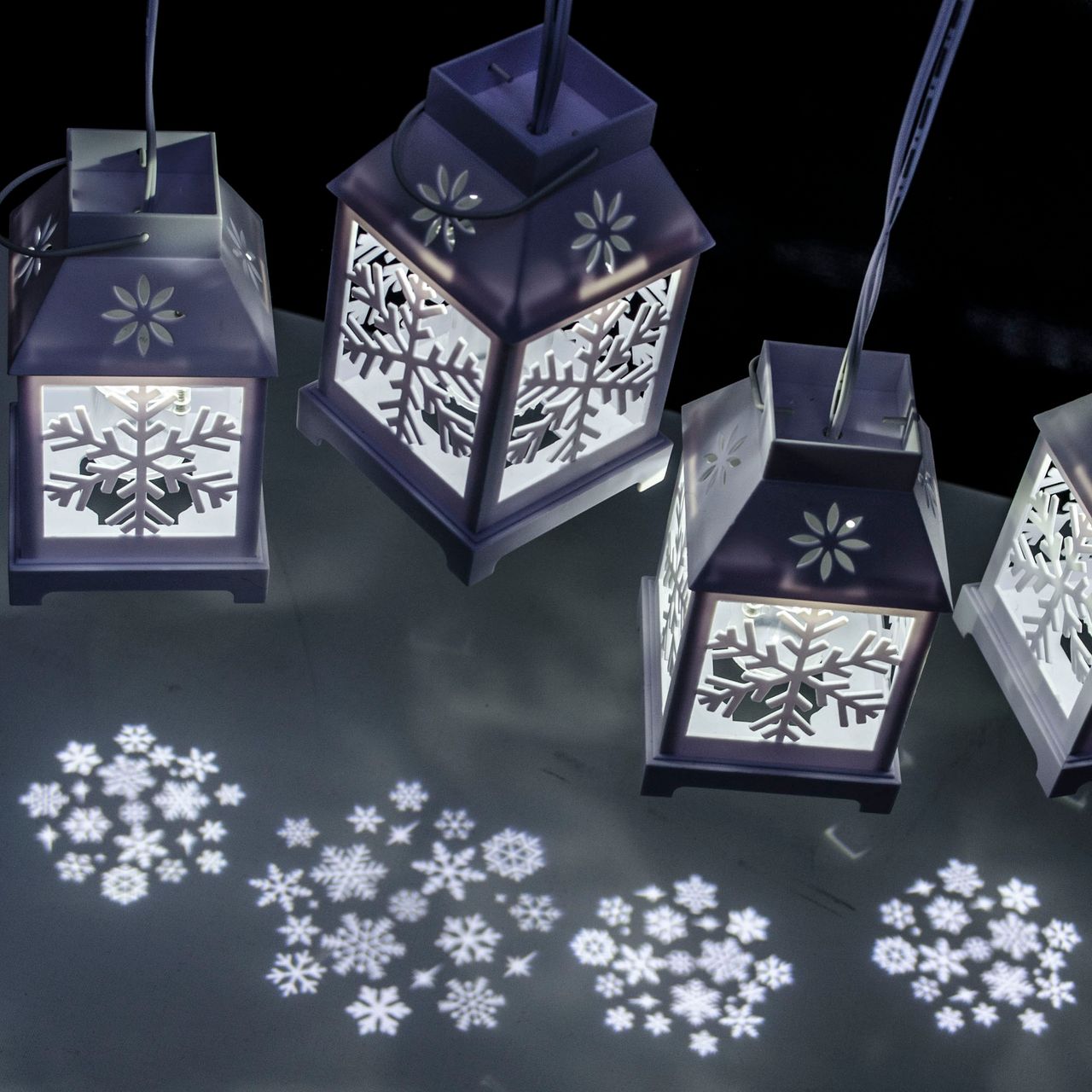 X4-Life X4-LIFE LED Laternen Lichterkette mit Schneeflocken Projektion