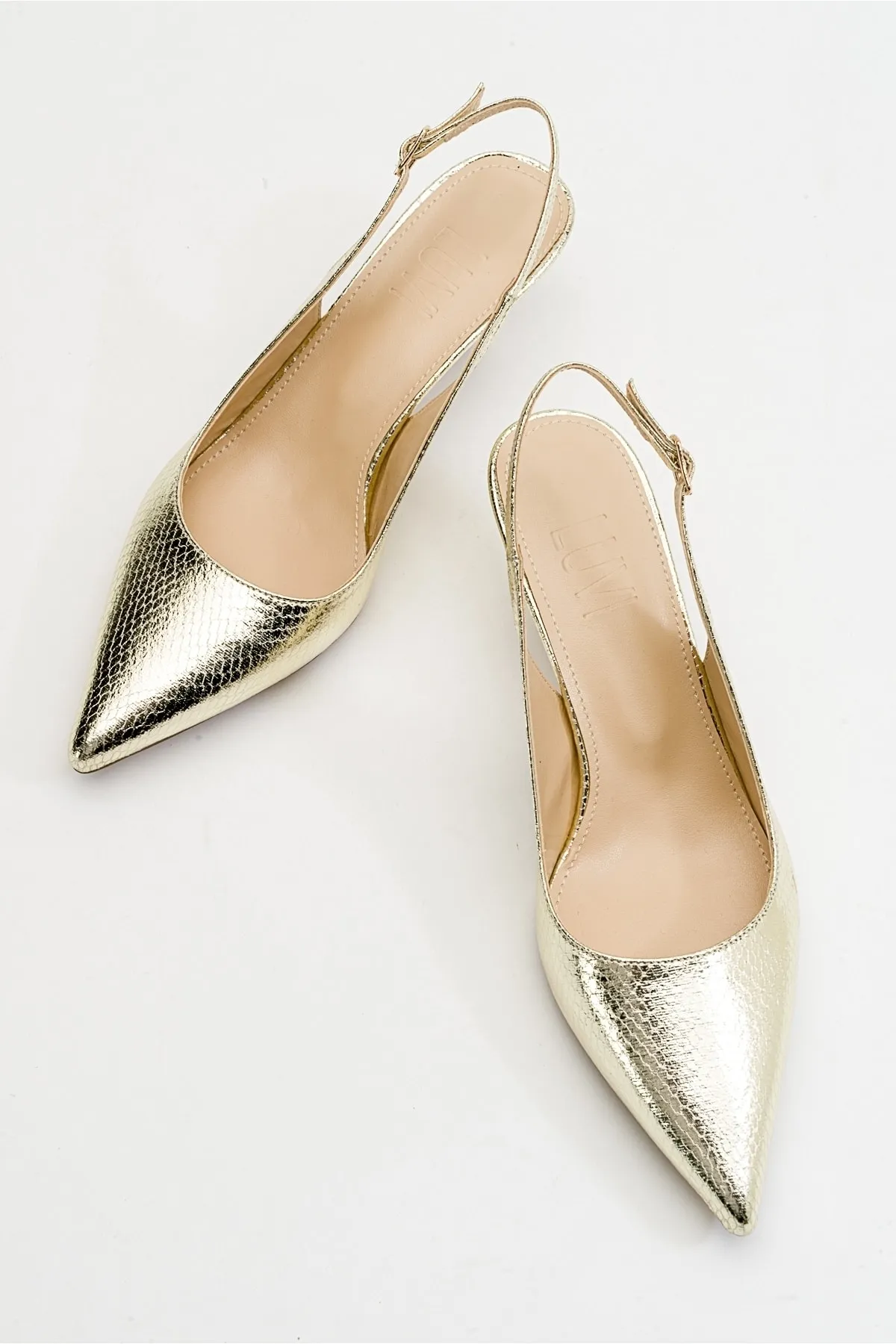 LuviShoes  Value Damen-Schuhe mit Absatz und Goldmuster