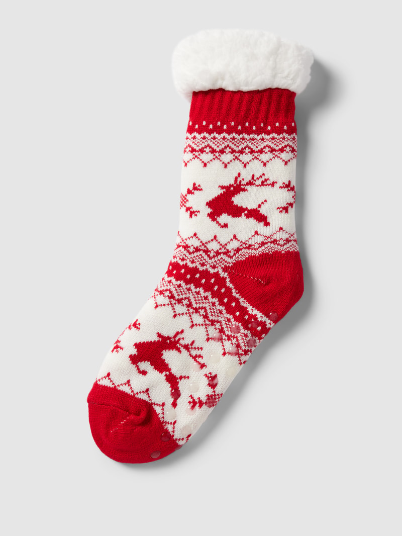 Socken in Strick-Optik in rot