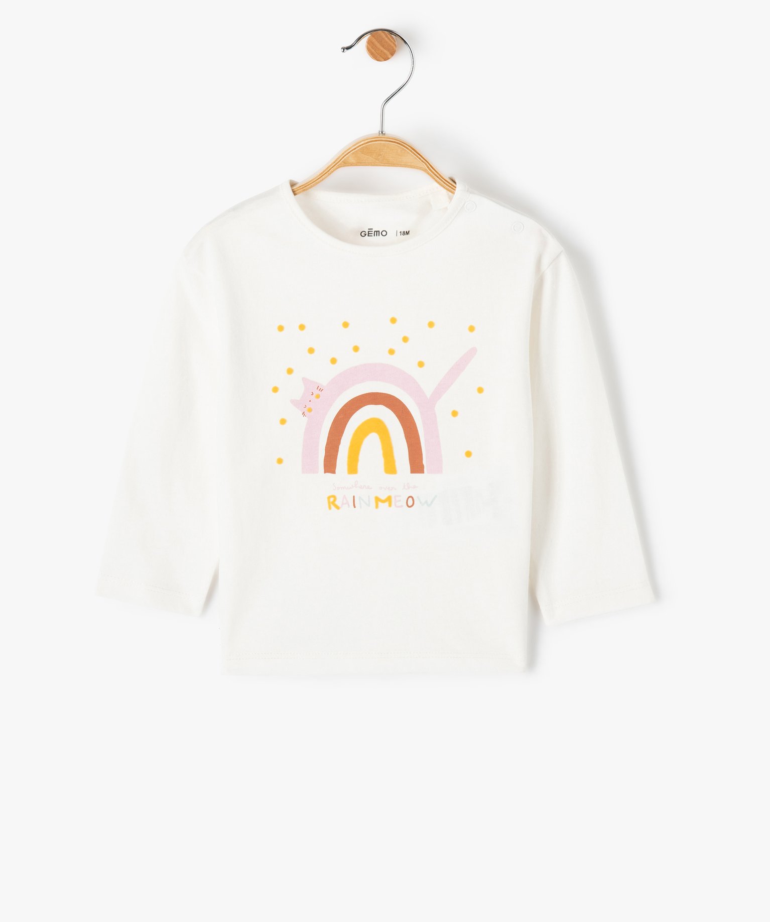 Tee-shirt bébé fille à manches longues imprimé à fentes... ecru | GEMO