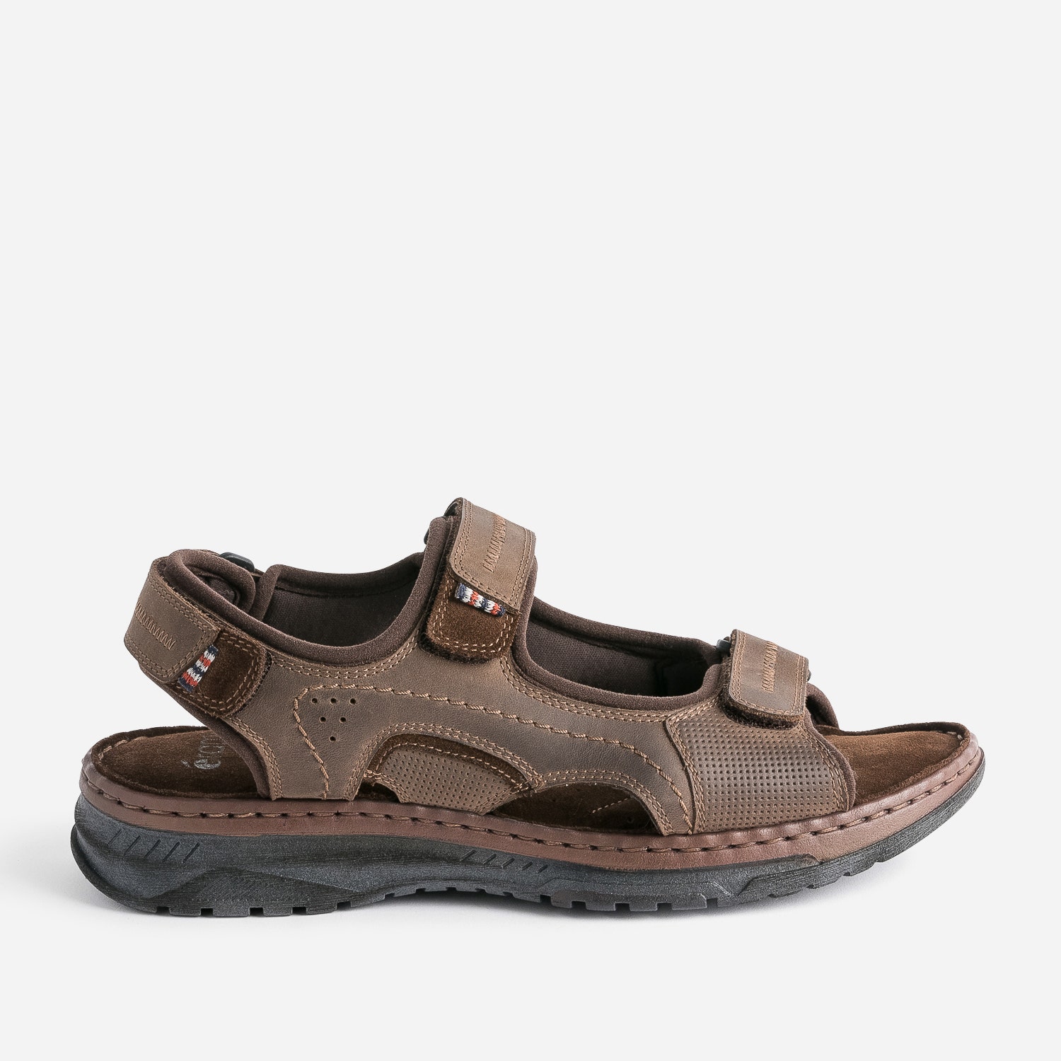 Sandale marron en cuir à scratchs