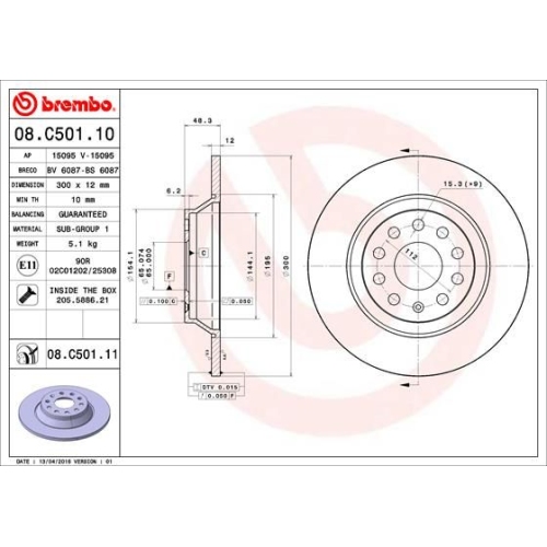 08.C501.11 BREMSSCHEIBE BREMBO HA  VP2 - ATU