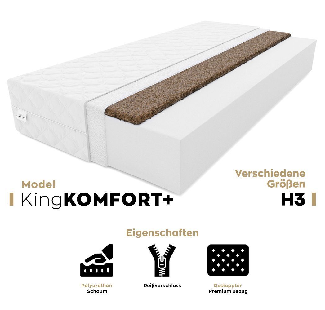 Kaltschaummatratze Matratzen rollmatratze 7 Zonen H3 KingZONEN 180 x 200 x 16 cm, KingMatratzen, 16 cm hoch