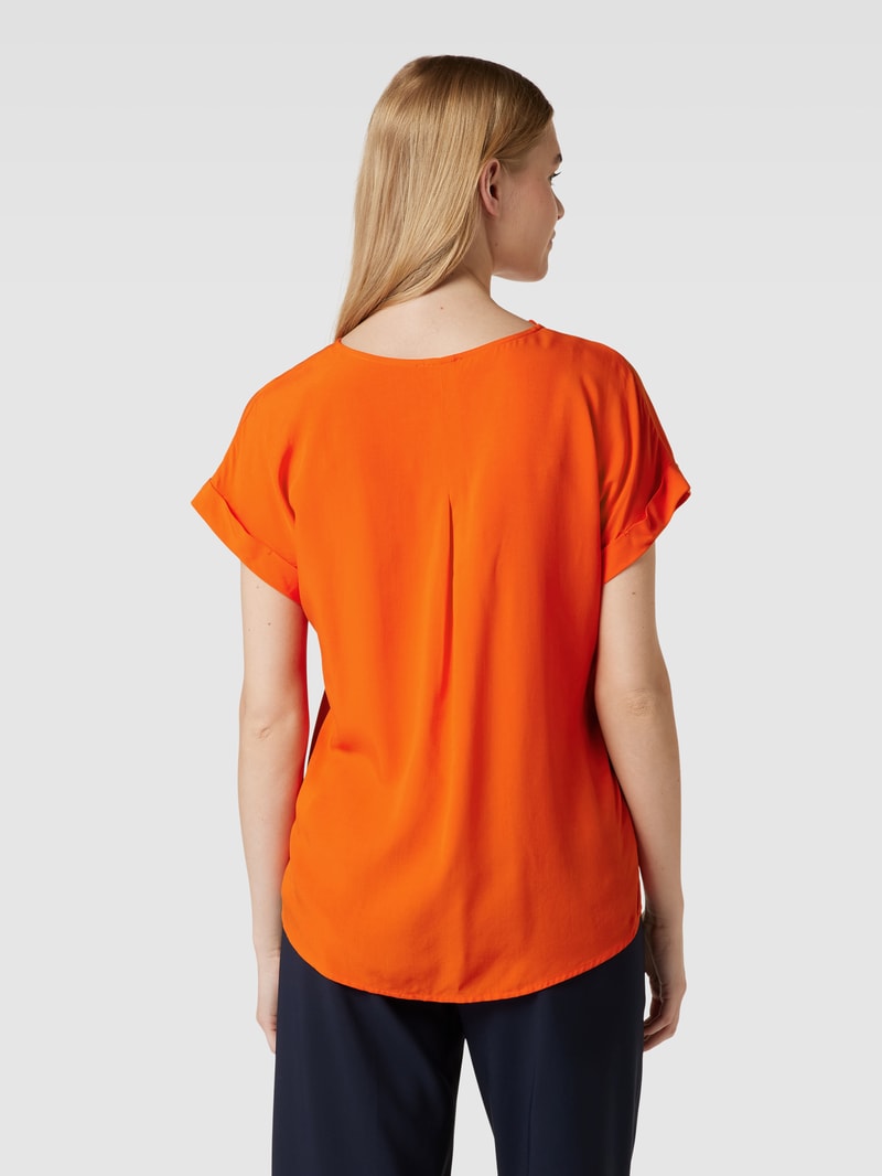 Blusenshirt aus reiner Viskose mit Kellerfalte in dunkel orange