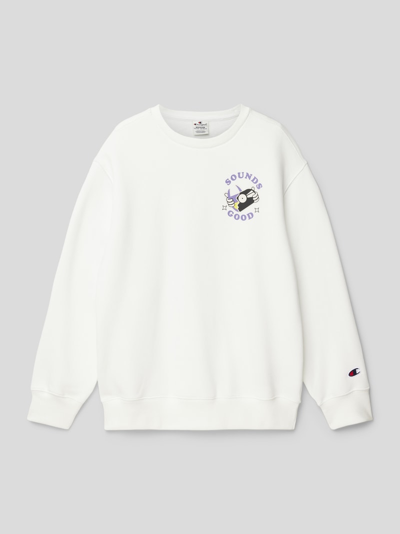 Sweatshirt mit Motiv- und Statement-Print Modell 'Rochester' in weiß