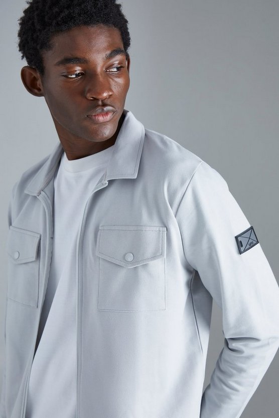 Jersey Utility Harrington-Jacke mit Man-Etikett