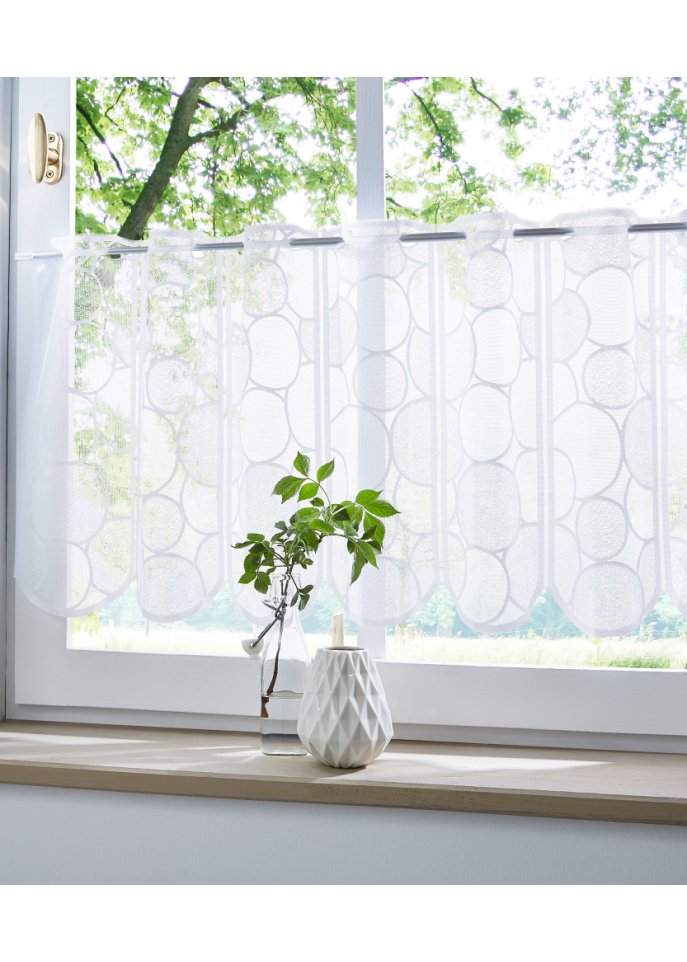 Jacquard Scheibengardine mit Kreisen
