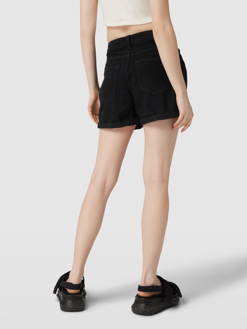 Jeansshorts mit fixierten Beinumschlägen Modell 'SMILEY' in schwarz