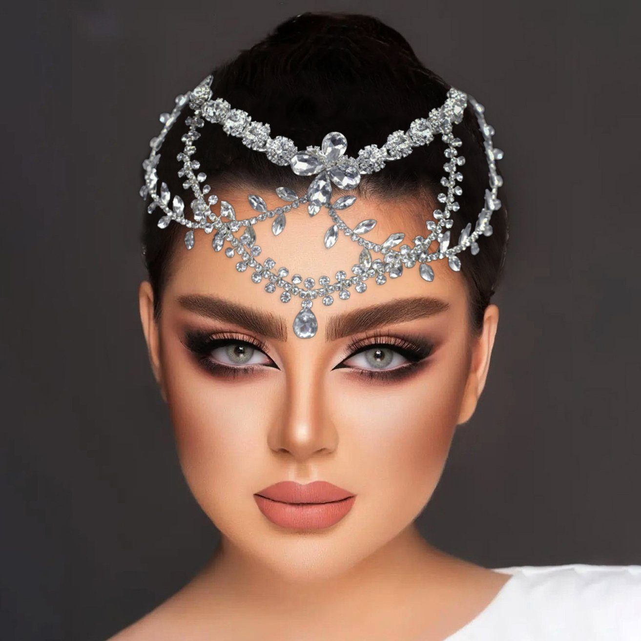 HOHEA H Haarband Kristall-Stirnband, Hochzeits-Haarschmuck, Braut-Haarschmuck, 1-tlg., Silberner Haarschmuck, Brauthaarnadeln, Kristallkrone, Silberne Haaraccessoires sind elegante Haaraccessoires für Frauen