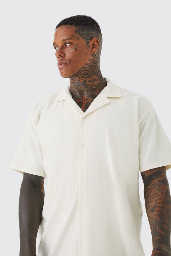 Kurzärmliges Oversize Jersey-Hemd