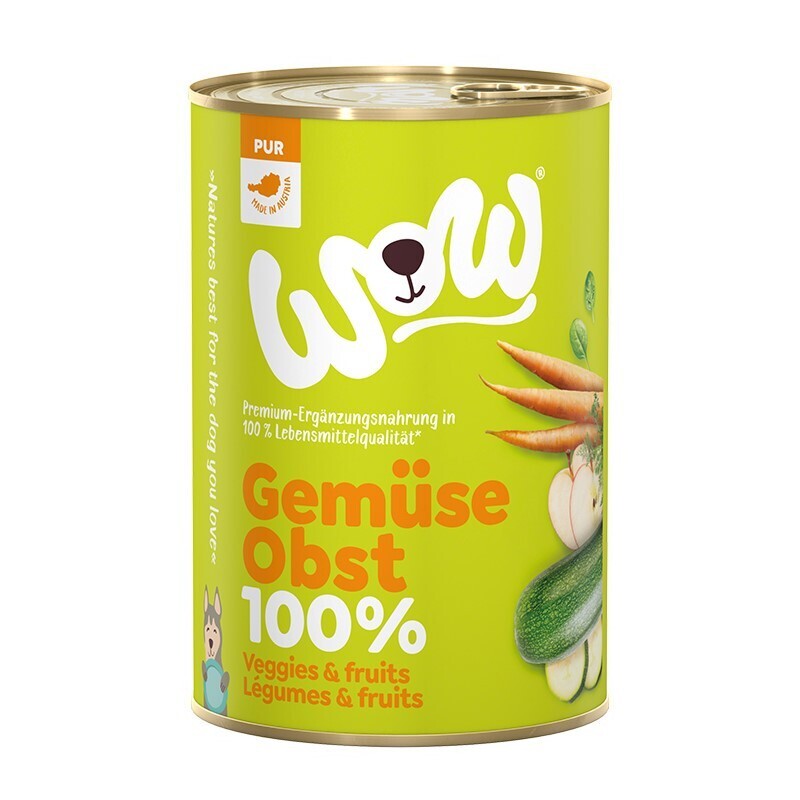 WOW Hundenassfutter WOW Pur Adult Gemüse Obst 6x400g