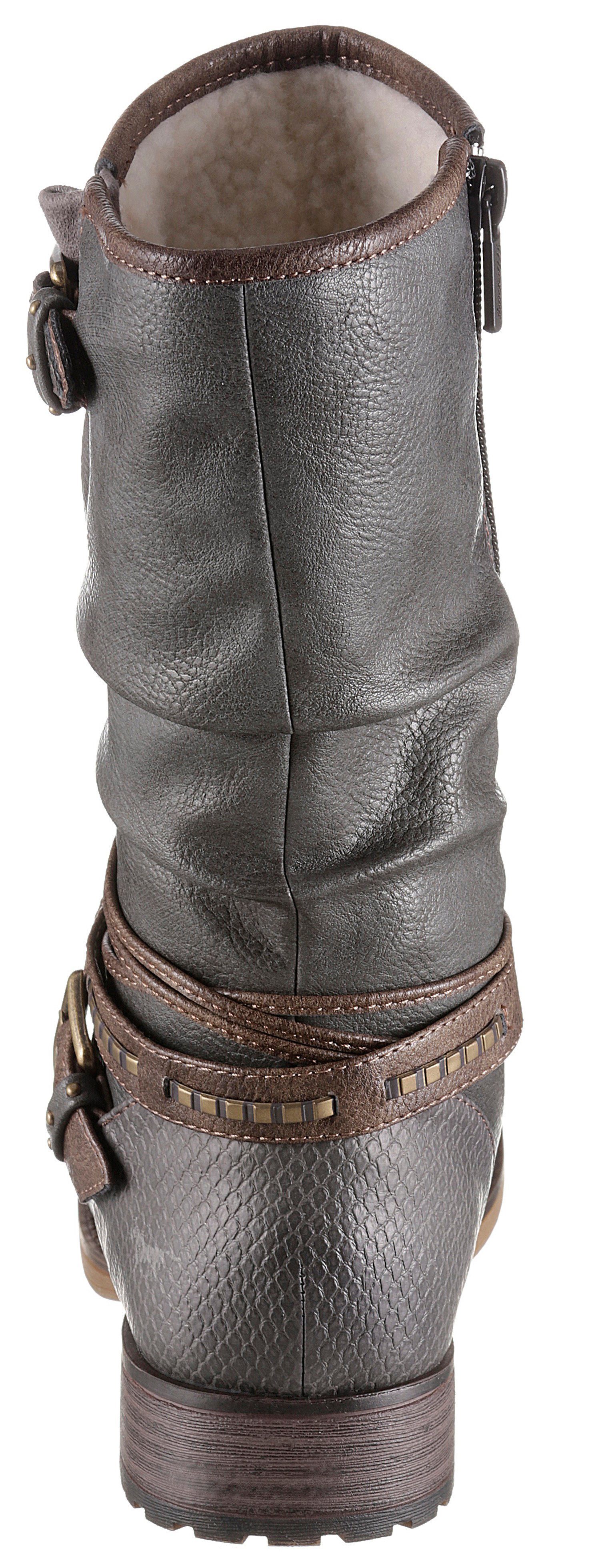 Mustang Shoes Winterstiefel mit Zierschnallen am slouchy Schaft