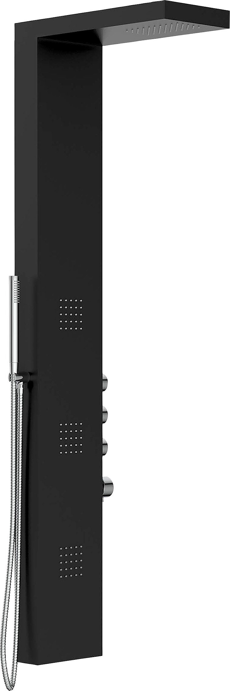 welltime Duschsäule Black Square, Höhe 155 cm, Duschsystem mit Regendusche,Massagedüsen & Handbrause mit 3 Funktionen