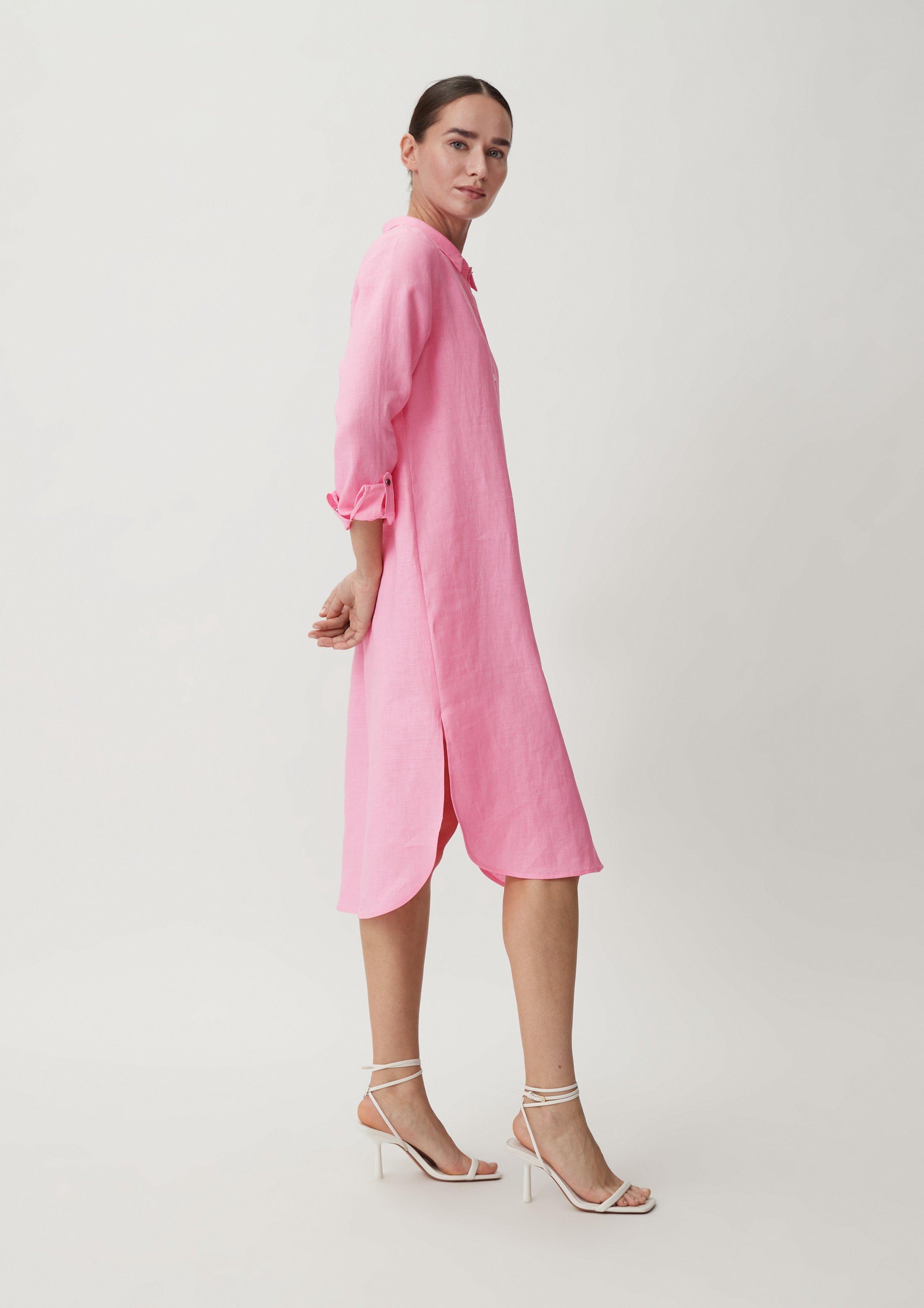 Midi-Kleid aus Leinen - pink