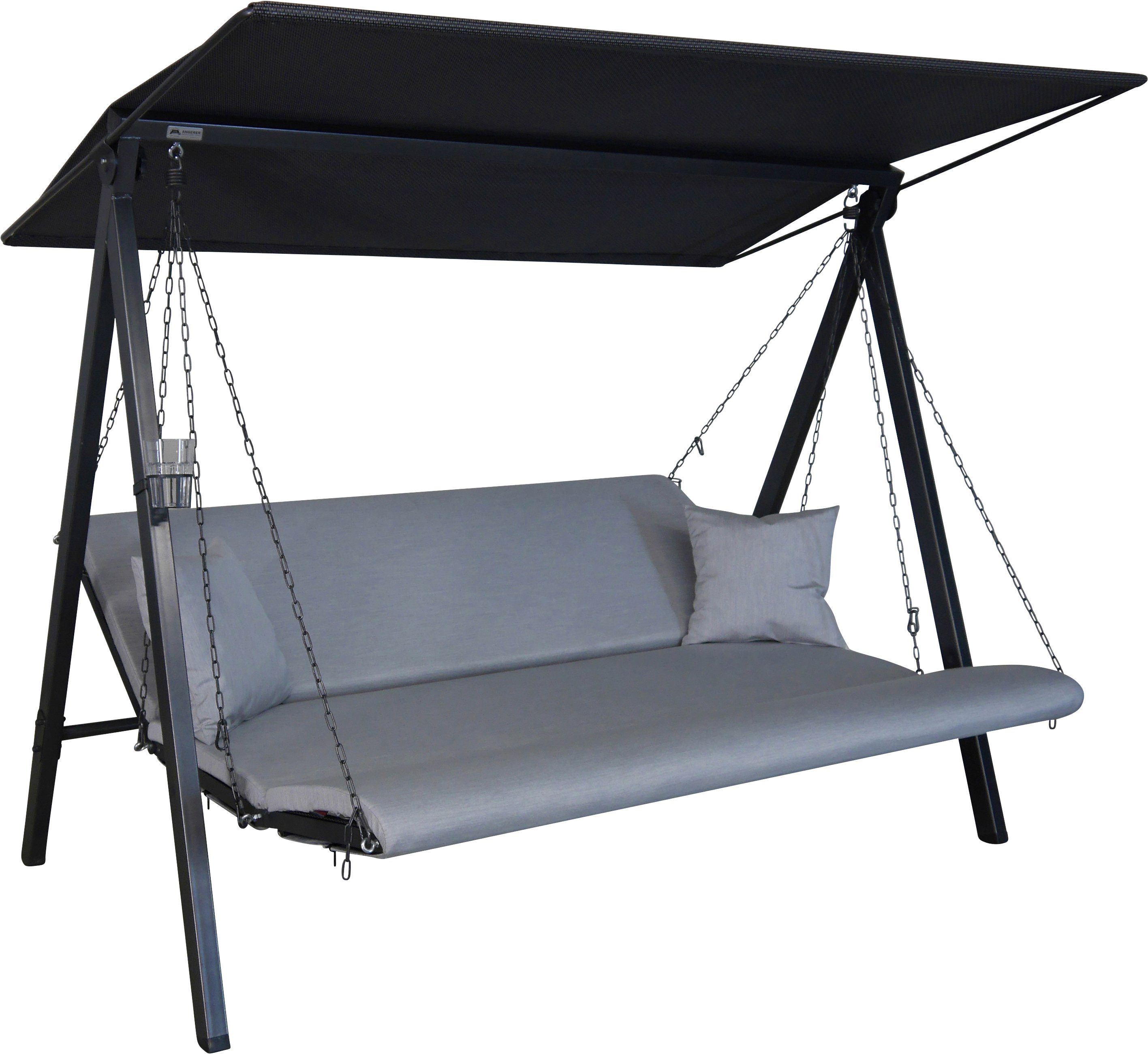 Angerer Freizeitmöbel Hollywoodschaukel Lounge Zip granit, 3-Sitzer, Bettfunktion, wetterfest
