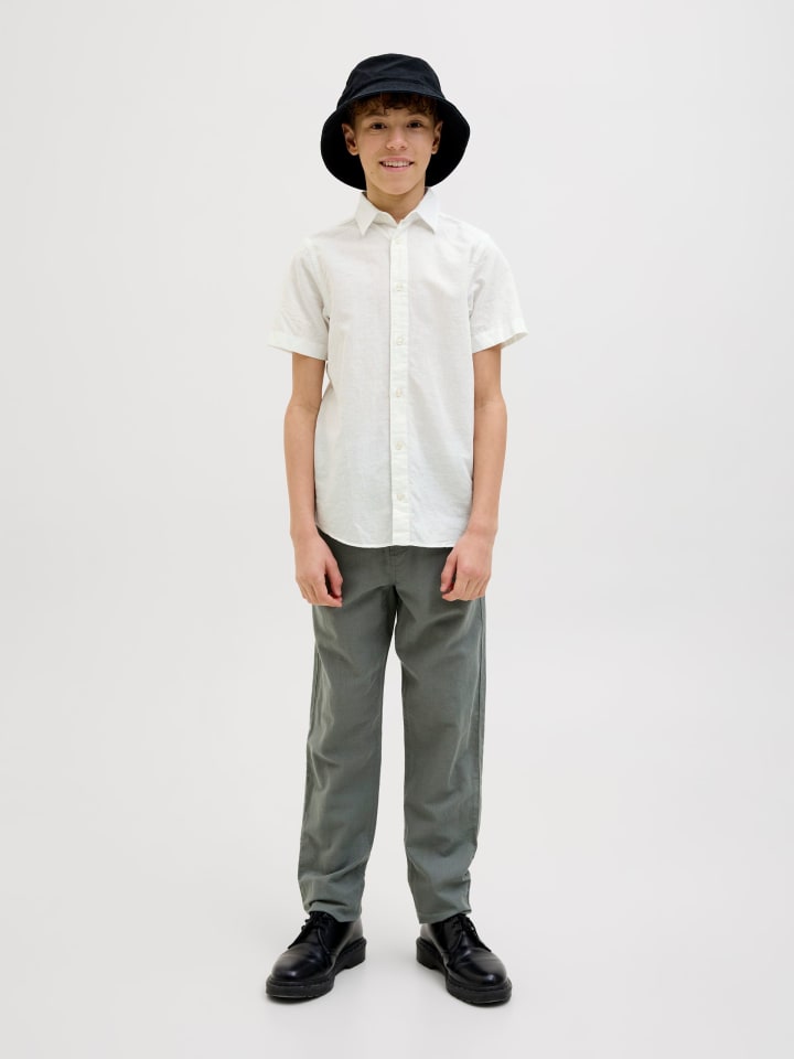 JACK & JONES Junior Kurzarmhemd JJBREEZE LINEN BLEND SHIRT JNR in white günstig kaufen