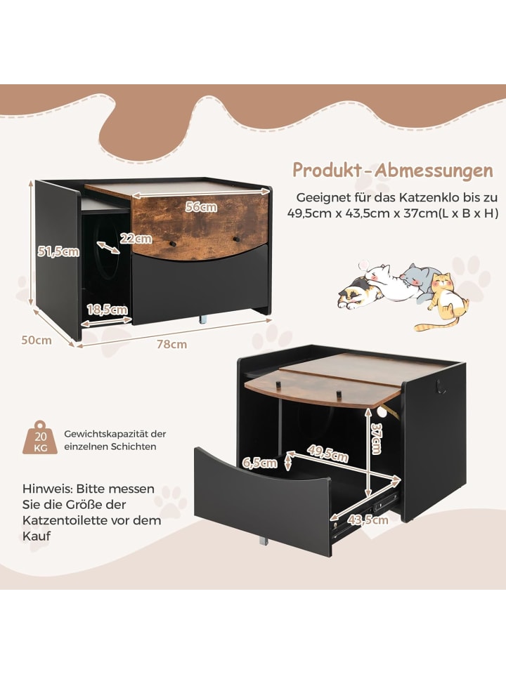 COSTWAY Katzenschrank in Schwarz günstig kaufen onesize