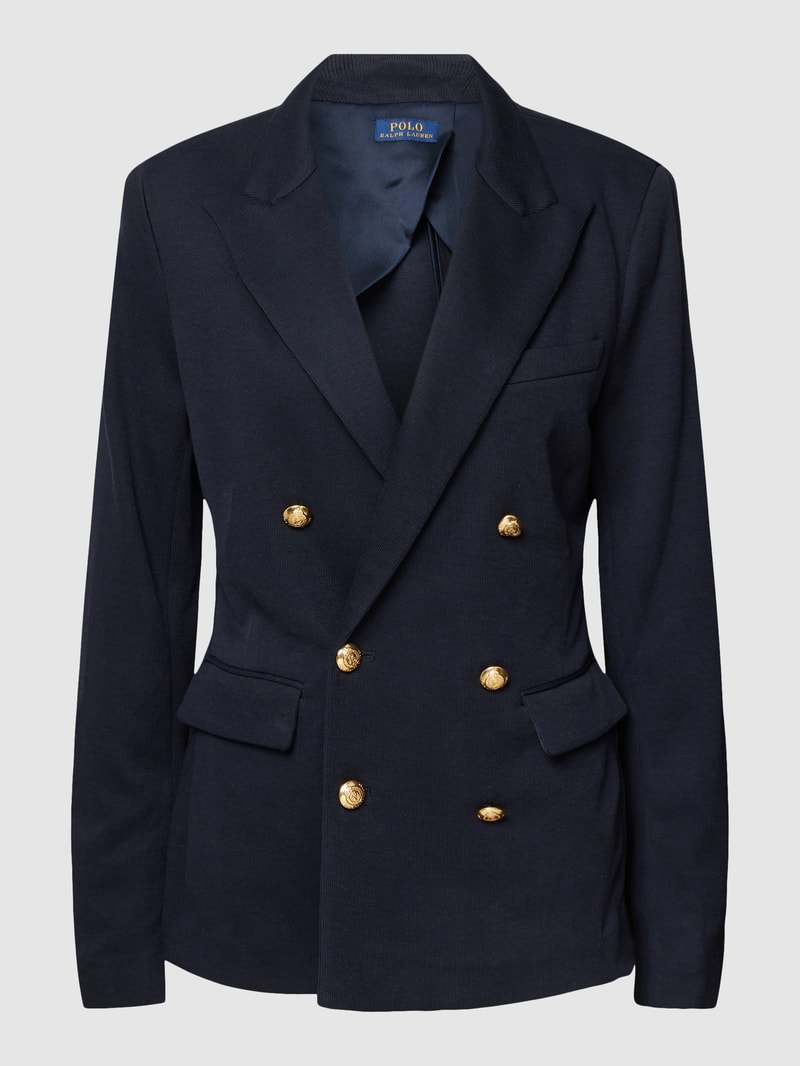 Blazer mit aufgesetzten Pattentaschen in marineblau