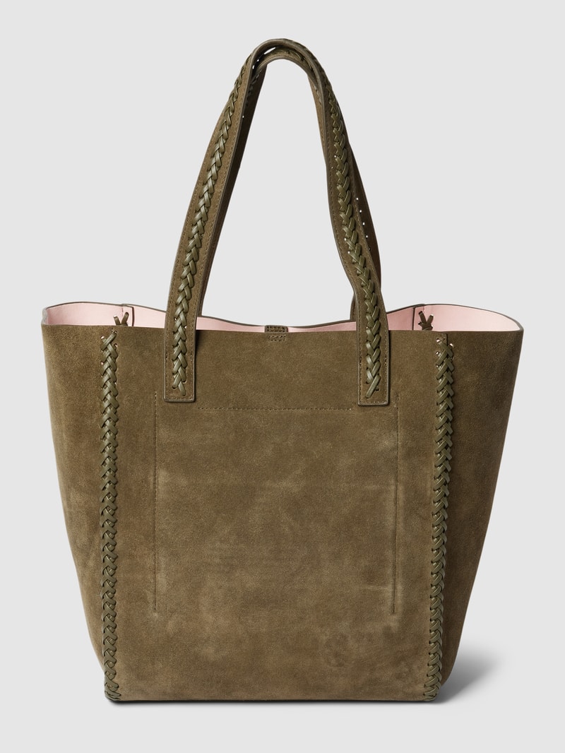 Shopper aus Leder Modell 'COSY LEATHER' in olivgrün