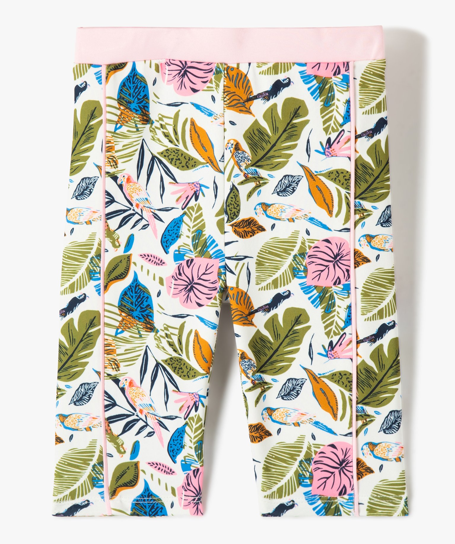 Legging de sport fille court à large ceinture élastique ecru | GEMO