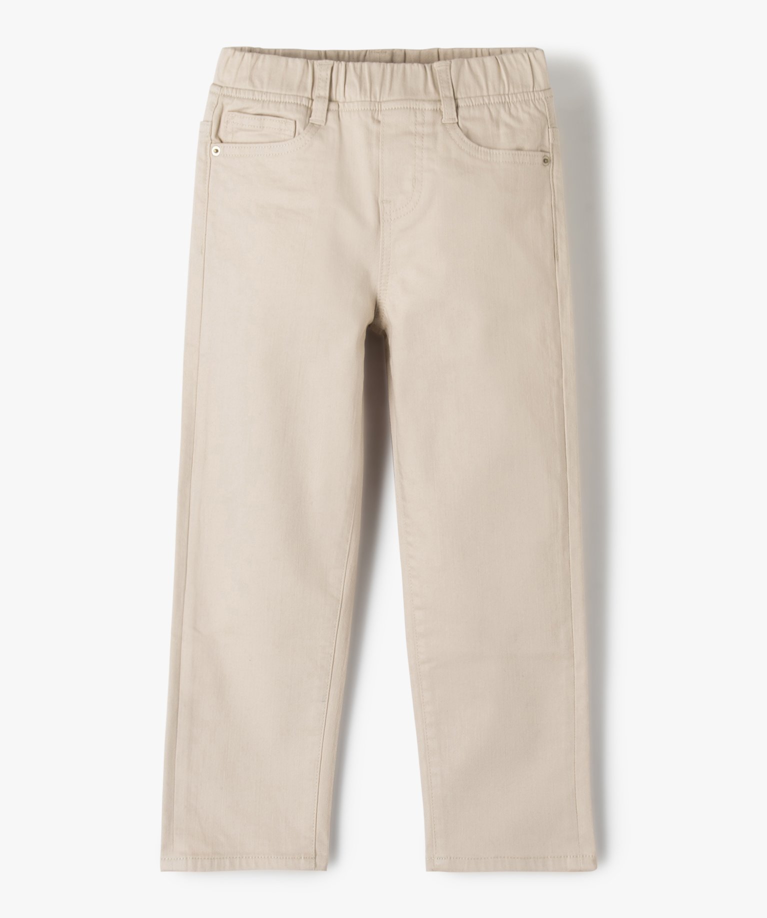 Pantalon Garçon 5 poches avec taille élastiquée beige | GEMO