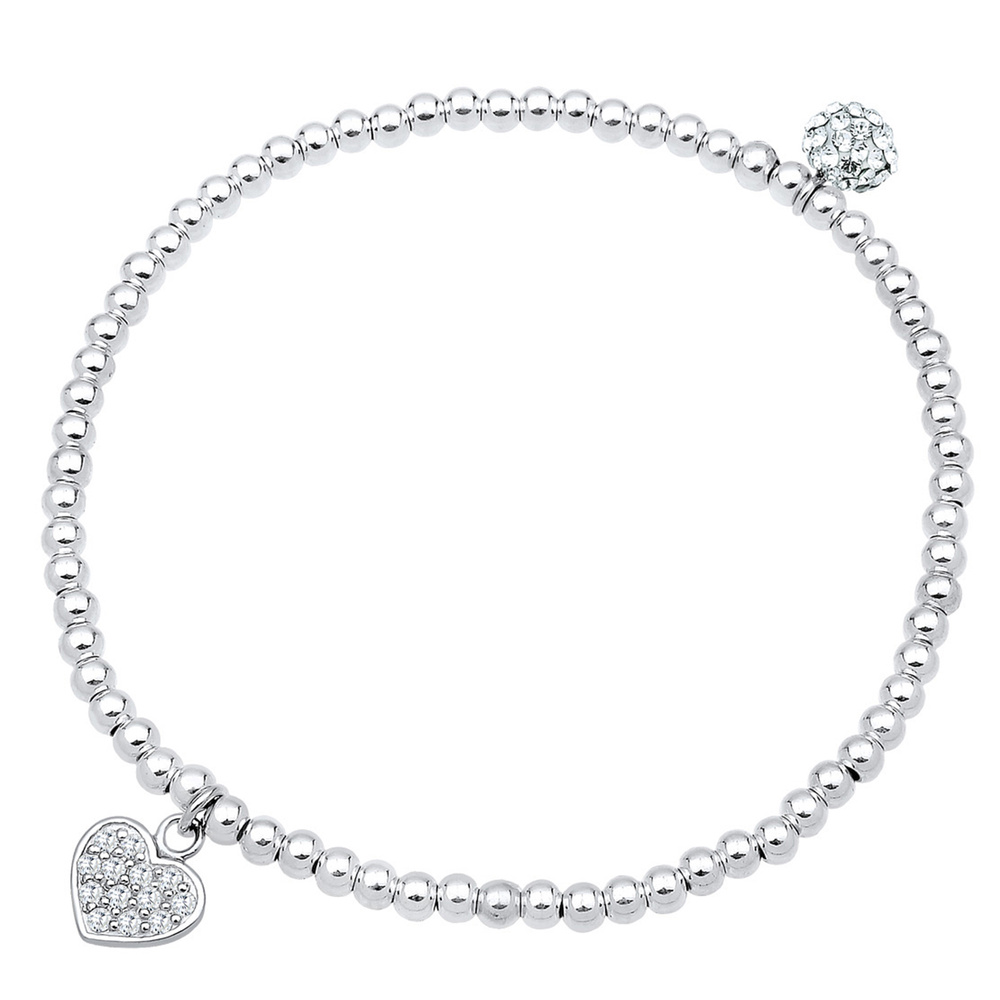 Elli Elli Bracelet Femme Pendentif Coeur Engagement avec Cristaux en Argent Sterling 9 Bracelet