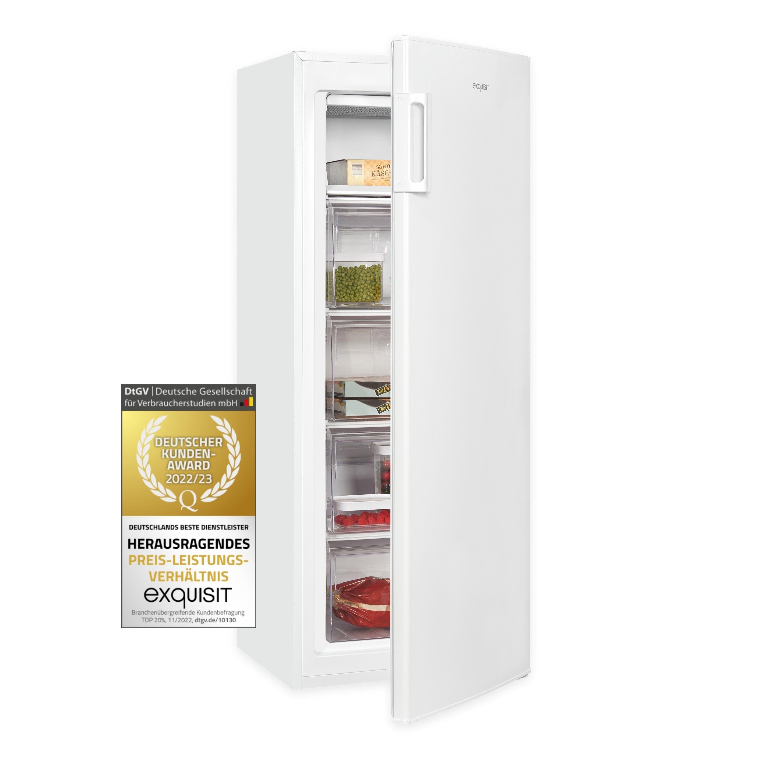 exquisit Gefrierschrank GS5230-H-040D, 142.6 cm hoch, 54.4 cm breit, 4* Gefrieren, Türanschlag wechselbar, Temperraturregelung