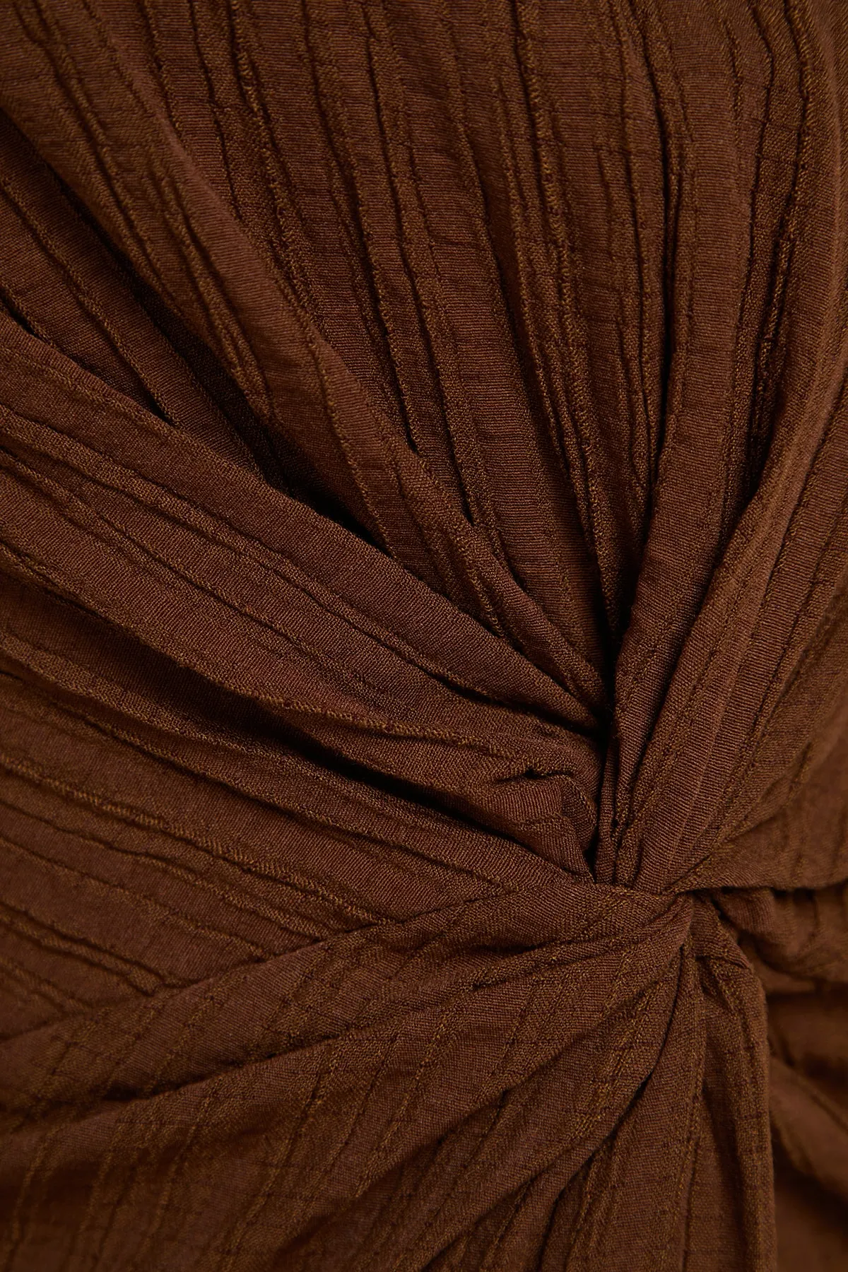Trendyol Modest  Braunes gewebtes Kleid mit Knoten vorne und Reißverschlussdetail TCTSS23EB00137