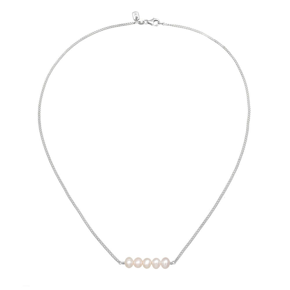 KUZZOI KUZZOI Collier Hommes Tendance élégante avec perles d'eau douce en argent sterlin collier