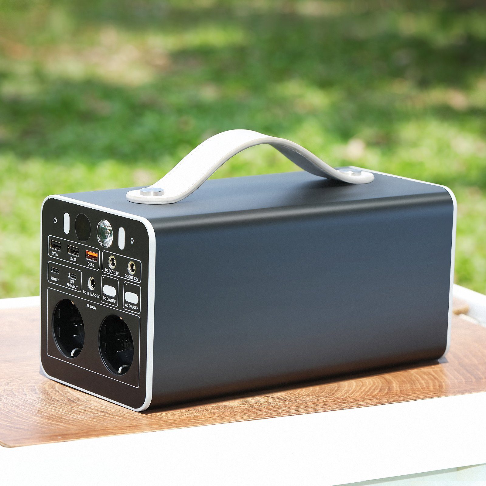 iscooter Stromerzeuger 300W Tragbare Powerstation 0,30 in kW 230V mobiles Kraftwerk tragbarer, 0,30 in kW, LiFePO4-Batterie, AC/DC/USB C/QC3.0/PD, 0,30 in kW