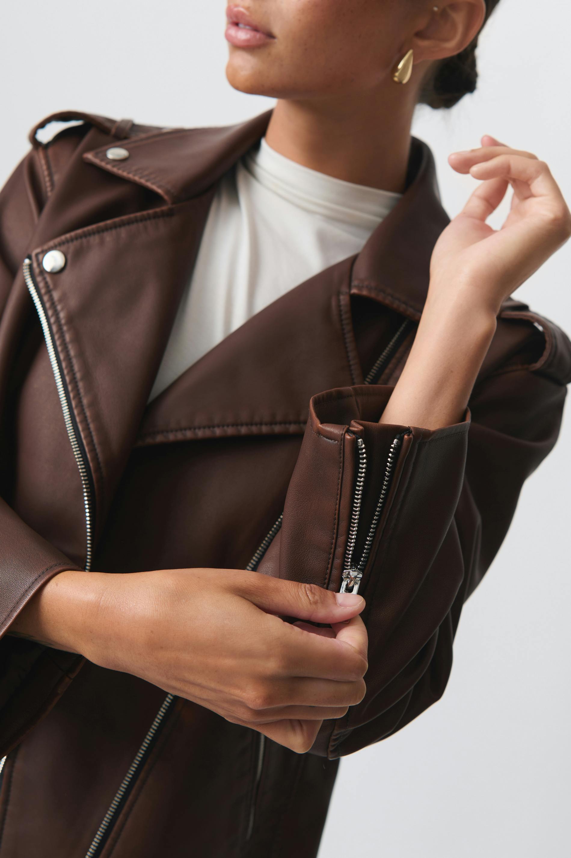 Oversized pu biker jacket